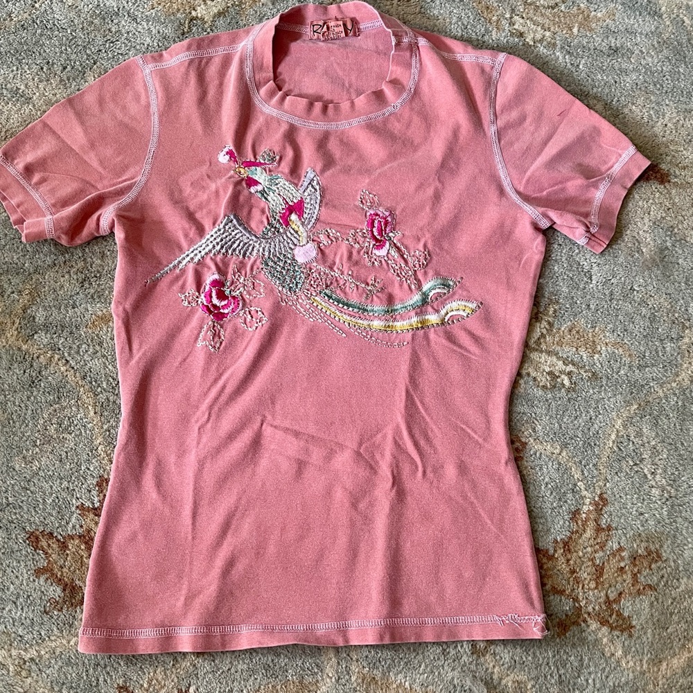 Embroidered Peacock Tshirt
